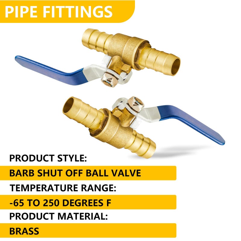 Yoebor Metalwork Forged Brass Full Port Shut Off PEX Ball Valve, 5/8" Barb x 5/8" Barb, 90 Degree, 2 Pcs - Image 4